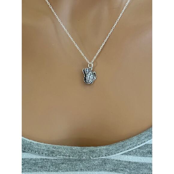 SOLF Sterling Silver Butterfly Charm Necklace, Silver 3D Butterfly Charm Necklac - Picture 3 of 5